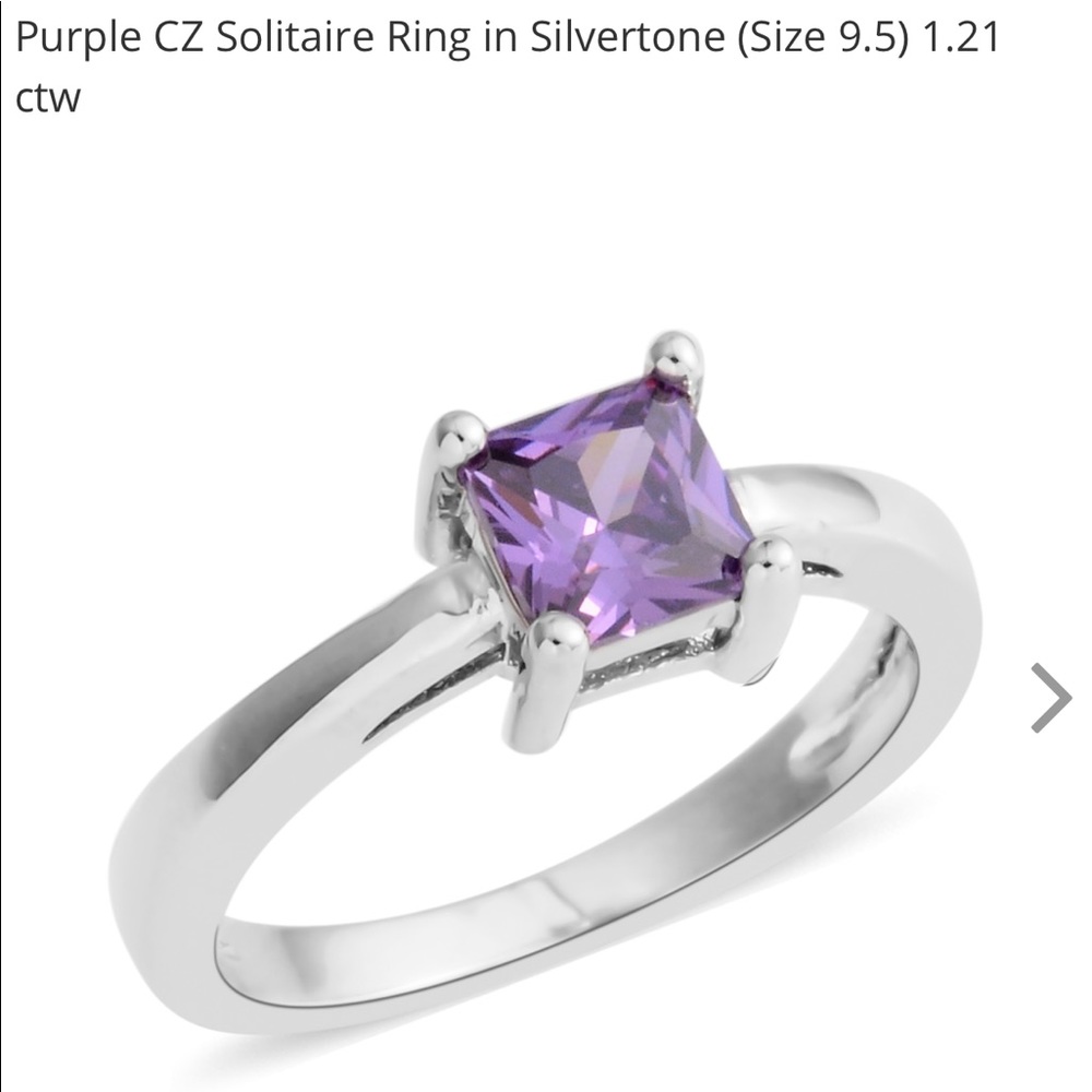 Simulated purple diamond ring silvertone 1.21 ctw